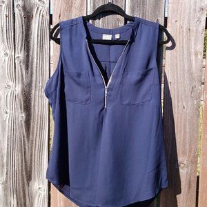 Soho Navy Sleeveless Blouse
